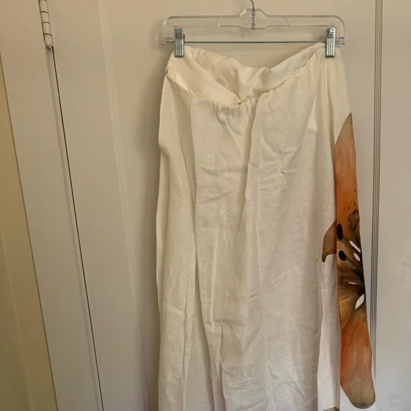 Anthropologie Strapless Floral Maxi Dress in White and Peach - Picture 4 of 4